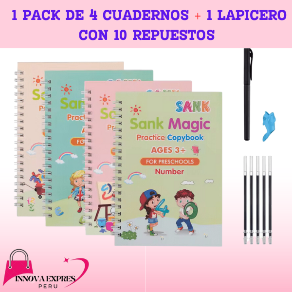 SET CUADERNO MAGICO (4 Cuadernos + Lapicero Magico) + TABLET MAGICA DE 10"