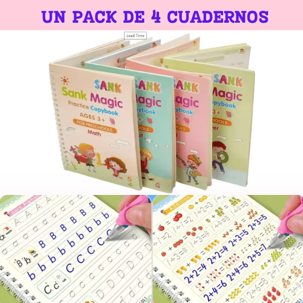 SET CUADERNO MAGICO (4 Cuadernos + Lapicero Magico) + TABLET MAGICA DE 10"